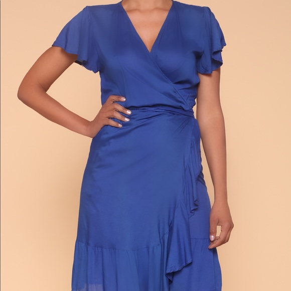 High Low Wrap Midi Dress - Picture 1 of 2